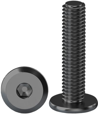 Drenky 10 Pièces Vis à Tête Plate Avec Six Pans Creux Noir M8 X 25 mm Boulons à Tête Plate Hexagonale en Acier Inoxydable A2 V2A Vis à Tête Cylindrique Hexagonale à Bride Boulons Allen