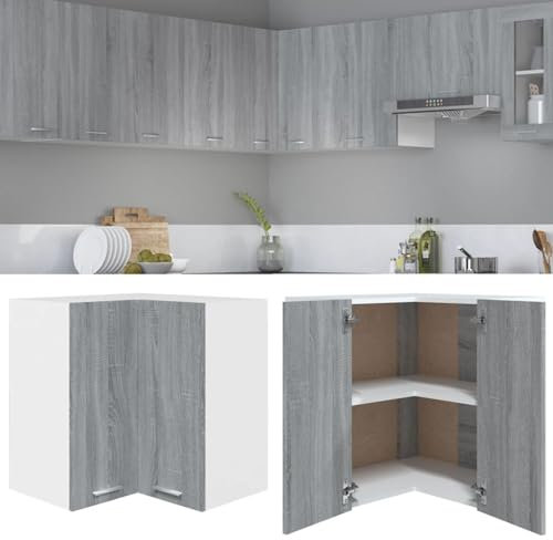 Somanki Eck-Hängeschrank, Kitchen Wall Cabinet, Küchenschrank, Küchenhängeschränke, Wandschrank Küche, Grau Sonoma 57x57x60 cm Holzwerkstoff