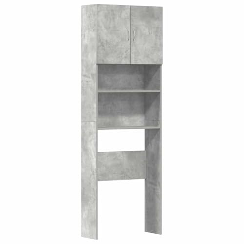 vidaXL Mobile Lavatrice Grigio Cemento 64x24x190 cm Legno Multistrato, mobiletto per lavatrice, armadio lavanderia, mobiletto per il bagno