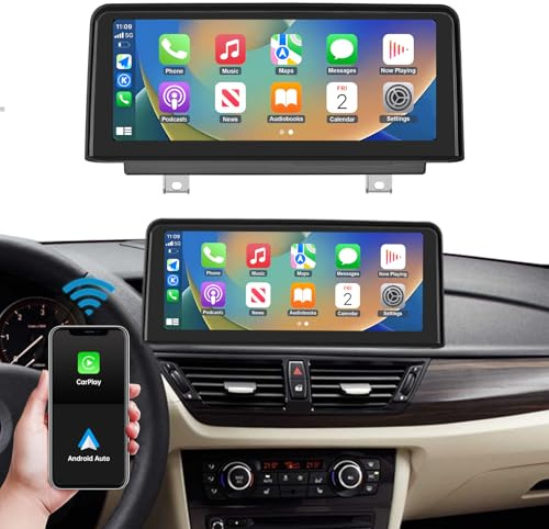 Ninetom Radio de Coche Pantalla táctil de 10,25 Pulgadas con Carplay inalámbrico y Android Auto para BMW X1 Serie E84 2009-2015 con Sistema CIC, Soporte Mirrorlink, cámara, navegación