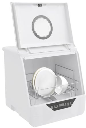 RjcdOPL Mini Lave-vaisselle de Table, Nettoyage Profond à 360°, 4 Programmes (Intensif/Standard/Rapide/Fruits), Pour Petites Maisons/Appartements/Caravanes, 2-5 Personnes