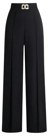 SOLY HUX Pantalon droit élégant pour femme - Taille haute élastique - Pantalon de costume de bureau - Pantalon de loisirs - Long - Tenue d'automne - Pantalon décontracté en tissu