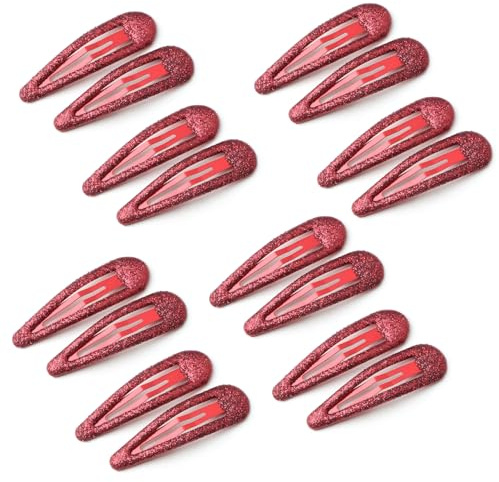 EUZUXU 16 Pezzi Glitter Clip a Scatto per Capelli, Caramella Colorata Belle Clip Capelli Semplici, Paillettes Barrettes Accessori per Donna Bambina(Rosso)