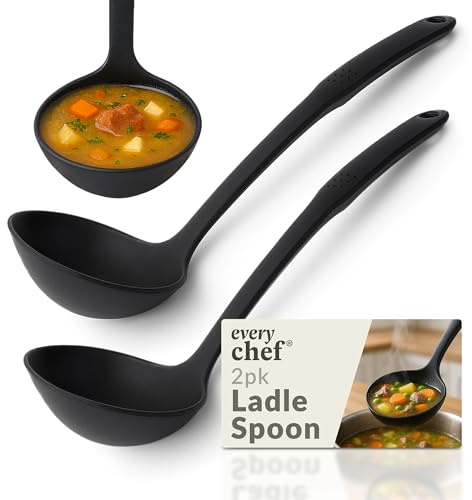 SOL 2pk Ladle Spoon – Durable Plastic Serving Utensils for Soups, Stews and Sauces – Heat Resistant Kitchen Tools for Cooking and Draining – Lightweight, Easy Clean Design for Everyday Use