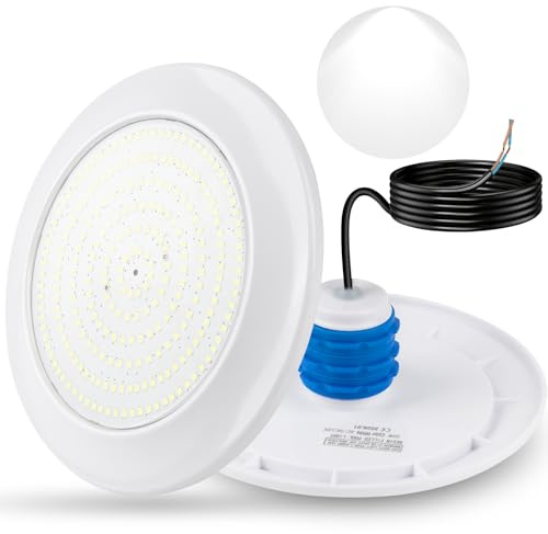 COOLWEST Projecteur Piscine Vissable avec Filetage 1 1/2, 25W LED Eclairage Piscine Blanc, Ø180mm, IP68 Étanché Lampe LED pour Piscines Béton, SPA Escaliers, 12V AC/DC, 6000K