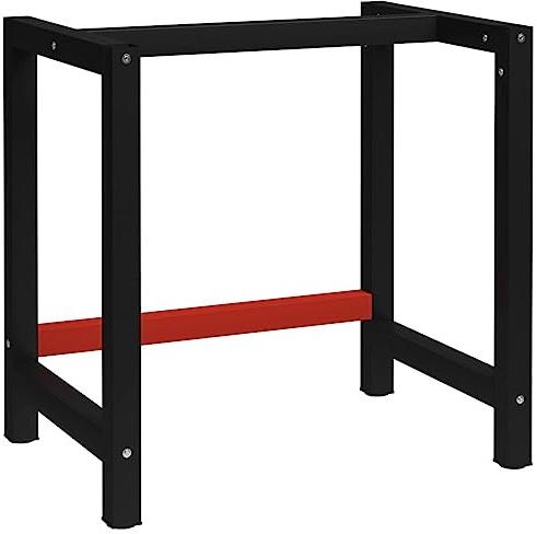 Generico Telaio per Banco da Lavoro in Metallo 80x57x79 cm Nero e Rosso,Gambe per tavoli