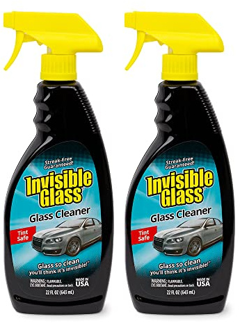 Invisible Glass 92164-2PK Premium Glass Cleaner Spray for Car Windshields and Windows, Automotive and Home Window Cleaner, Streak-Free, Ammonia-Free, Tint-Safe – 22 fl oz (Pack of 2)