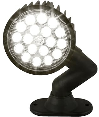 Buyers Products 1492146 Ultra Bright 5 Inch LED Spot Work Light, 18 LEDs, 4500 Lumens, Articulating Dual Swivel Pedestal Mount, IP67 Rated, E‑Coated Aluminum, for Work Trucks, Pickups, Snow Plows
