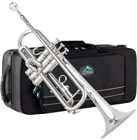 EastRock Trompeta Sib Trompeta estándar de latón con estuche rígido, guantes, boquilla 7C, instrumentos musicales para estudiantes principiantes