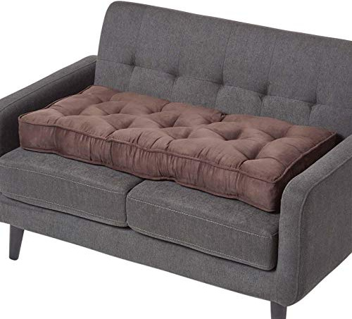 HOMESCAPES Chocolate Brown Faux Suede 2 Seater Booster Cushion Large Firm 100 cm Wide Seat Pad with Supportive 10 cm Thick Lift for Sofa or Bench Long Cushion for the Elderly, Post Surgery & Pregnancy