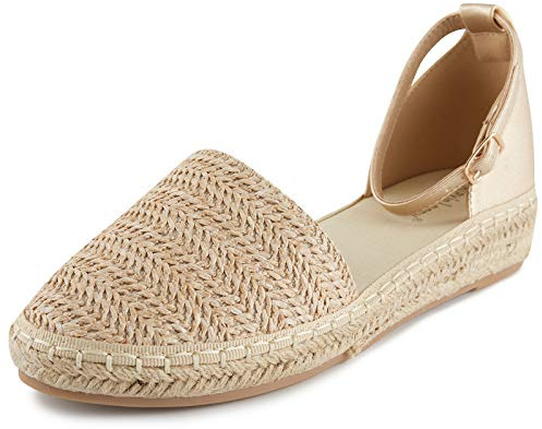 Alexis Leroy Chaussures Plates de Braided Femme Ete Espadrille Sandales Plateforme à Bout fermé Confort Abricot 41 EU