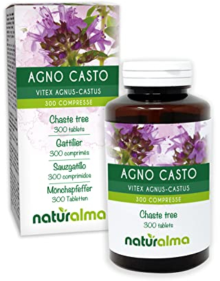 Mönchspfeffer (Vitex agnus-castus) Früchte Naturalma - 150 g - 300 Tabletten - Nahrungsergänzungsmittel - Natürlich und Vegan