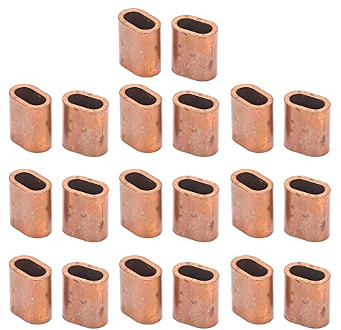 20PCS Dúplex Ovalada Cable De Alambre, Dúplex Ovalada Crimp Cuerda De Alambre Crimp Accesorios, Manguito De Acero Cuerda, Cobre M3 Ovalada De Acero Cuerda Manga Crimp Anillo De Manga Para El Diámetro