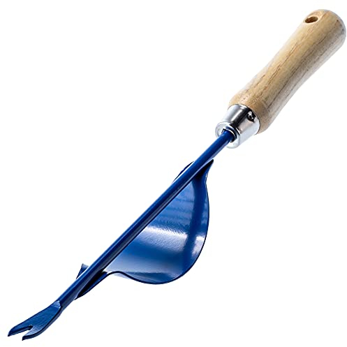 KADAX robuster Handunkrautstecher aus Edelstahl, manueller Unkrautstecher mit Holzgriff, Unkrautabzieher, Unkrautjäter, Gartenjäter, Wurzeljäter (36,5 cm, Blau)
