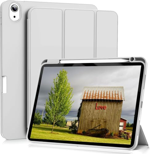 ZOYU Hülle für iPad Air 11 Zoll M4/M3/M2 (2026/2025/2024) 8./7./6. Gen, Hülle mit Stifthalter für iPad Air 10,9 Zoll 5./4. Generation (2022/2020), Unterstützt Pencil Pro 2. Generation, Grau