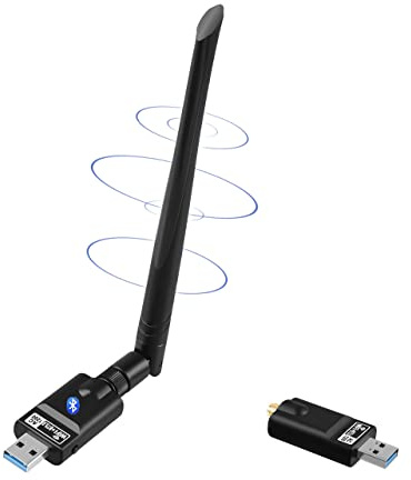 WiFi Dongle 1300Mbps,WiFi Adapter with Bluetooth 5.0 Transmitter Receiver 802.11 AC Dual Band 5GHz/2.4GHz Fast USB 3.0 High Gain Antenna Computer Network Wireless Adapter Supports Windows Mac Linux