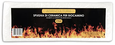 Agri-Cultura® | 2x Spugna Ceramica Camino Bioetanolo Ecologica | 2 Spugne per Confezione | Aumenta la durata del bioetanolo | Riduce il Consumo di Bioetanolo 【30 x 10x 1,3】
