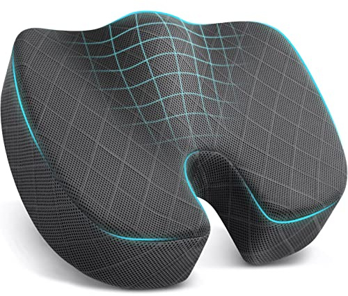TushGuard Seat Cushion - Memory Foam Cushion for Office Chair, Car Seat, Airplane, Bleacher - Sciatica & Hip & Coccyx Pain Relief Cushions for Long Sitting Office Workers, Car Drivers (Grey, X-Large)