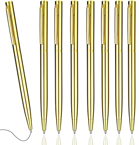 Giantree 8 Pcs Gold Kugelschreiber Schwarze Tinte 1mm Kugelschreiber Gorgeous Wunderschönes Roségold Kugelschreiber Handwriting Arbeit Stift für Büro Schule Männer Frauen Schreiben (Gold)