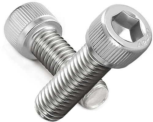 AMLOOPH M4 Screws, M4 X 16mm Allen Socket Head Cap Screws/Bolts - 4mm Diameter Fully Threaded M4 Bolts 16mm A2 Stainless Steel Long Hex Socket Bolt Coarse (Pack Of 20)