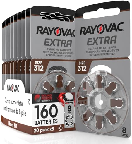 160 Piles Auditives Rayovac Extra 312. 20x8 Piles pour Appareil Auditif