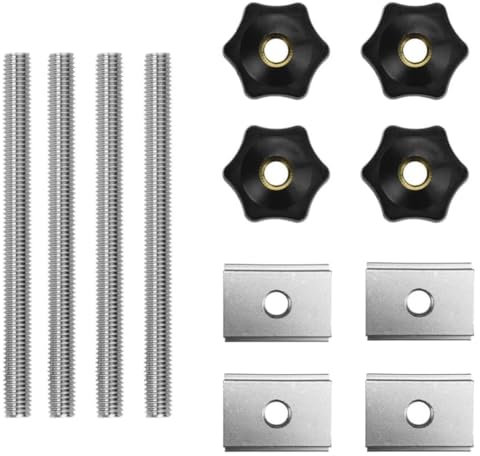 KLYNGTSK 12 PCS Tuerca de Ranura en T M8 Tuerca Deslizante de Riel en T con Tornillo en T y Botón de Sujeción Mango de Plástico Perillas de Tornillo M8 para Herramienta de Carpintería