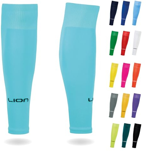 LION SPORTSWEAR Football Sock Sleeves To Accompany Grip Socks - Fits Over Calf/Shin Pads - Variety Of Colors To Match Your Team Kit (Aqua, One Size)