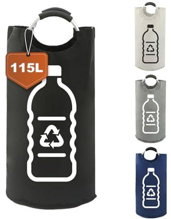 SOLARLAB Raccoglitore pieghevole per bottiglie di deposito - Grande contenitore di deposito nero - Organizzatore impermeabile per bottiglie di deposito, raccoglitore di bottiglie vuote