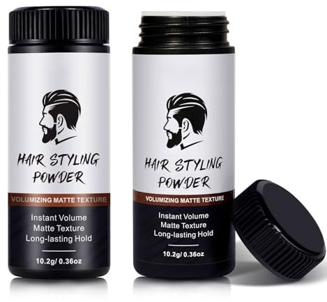 Hair Styling Powder für Männer, 2 Stück Texture Powder für Männer - Matte Textur, Langanhaltender Halt und Einfach Aufzutragen Ohne Öl Oder Fettige Rückstände, 10g