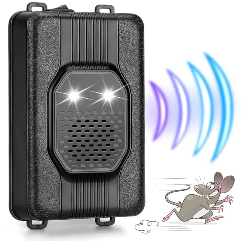 Marderschreck Ultraschall mit LED Blitzlicht, Wirkungsbereich ca. 40-50m², Auto Marderabwehr, Effektive Langfristig Marderschreck, für Dachboden, Haus, Scheune, Garten, Garage