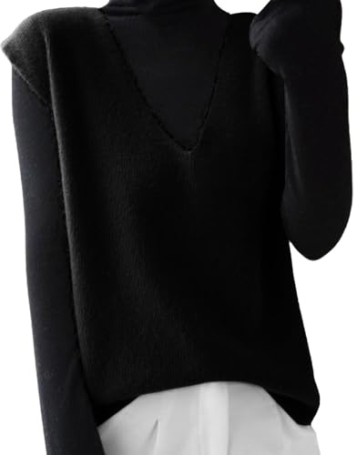 YBWZH Women's Sleeveless Jumpers Lady's Knitted Cashmere Sweater Vest V Neck Pullover Knitting Tank Top Christmas for Girl Casual Travel