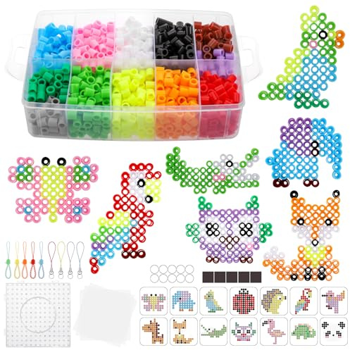 Zocipro Lot de 1300 Grandes Perles à Repasser de 10 mm, 12 Couleurs Perles XL avec Plaque Perle a Repasser Pour Enfants à Partir de 3 ans