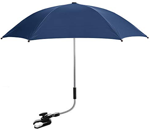 Pushchair Parasol Compatible With Bugaboo, Universal Pram Parasol with 50+ UV Protection, Baby and Infant Sun Umbrella for Buggy, with Adjustable Fixing Clamp, Clip on Stroller Umbrella (Blue)