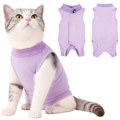 EJRUP Confezione da tute per recupero chirurgico per gatti, Body Gatto Postoperatorio, Vestito Chirurgico Animale Domestico, morbida e traspirante, per Ferite Addominali o Malattie Pelle (M)