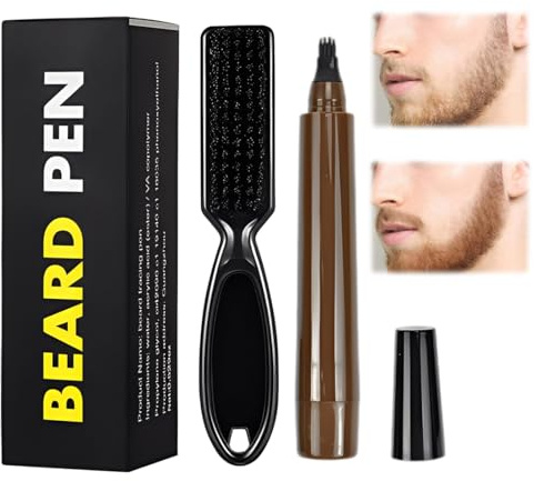 LAKPYN Lápiz para Barba para Hombres Juego de 2,Con Cepillo, just for men barba,tinte barba hombre,Resistente al Agua, Duradero, un Regalo para Papá y Abuel（negro）