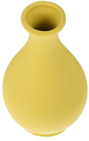 Hemobllo Jarrón de Cerámica Decorativo Amarillo para Flores y Plantas, Diseño Simple y Artístico, Contenedor Adecuado para Decoración de Escritorio y Hogar