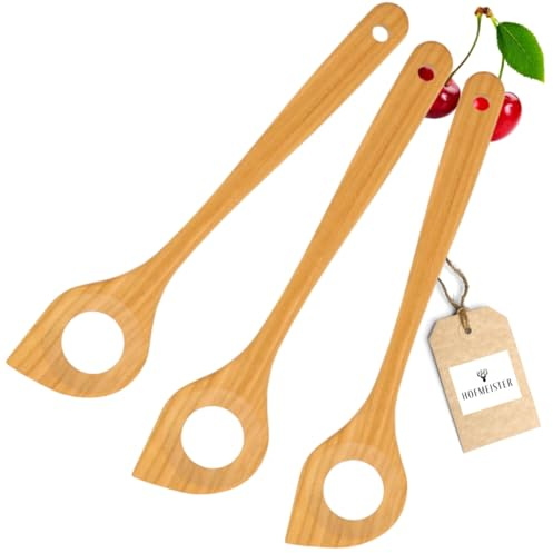 3x HOFMEISTER® Löffel, spitz, mit Loch, geölt, Kirsche