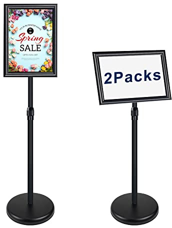 NewZeal 2-pack A4-affischstativ displayhållare snäppram stativ aluminium skylthållare, vinkel och höjd justerbar teleskop, för bröllop/affärsaktiviteter display (svart)