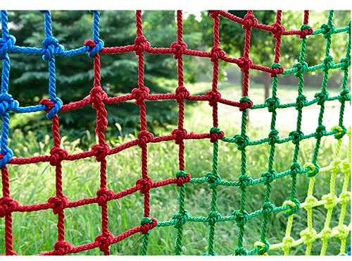 BDHXWCN Colorful Climbing Cargo Net Rock Climbing Net Climb Netting Playground Kids Rope Mesh Outdoor Swingset Cargo Heavy Duty Wall Safety Nets Climbing Net for Swing Set