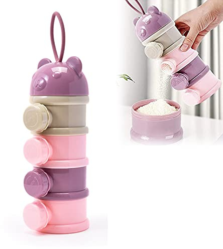 Dosatore Latte in Polvere, 4 Strati Dispenser Portatile Latte in Polvere Impilabile, Contenitore Latte Polvere Apertura Laterale per il Campeggio di Viaggio