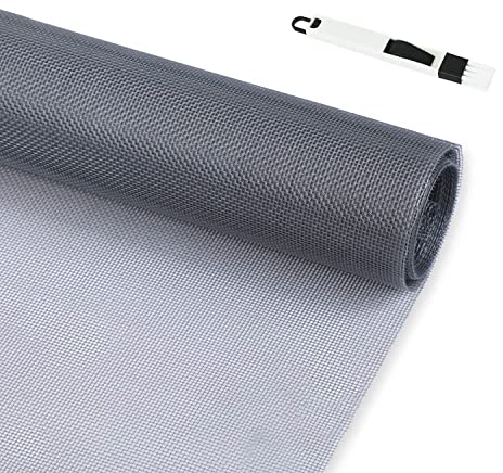 Rete Zanzariera Rotolo Ricambio, 1.2 x 2.5m per Finestre, con 2 Spazzole per Pulizia, Grigio Sacchetto Adatto per Prevenire Zanzare Mosche Insetti