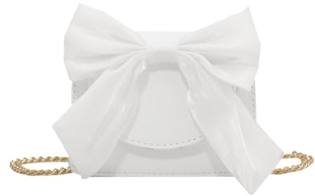 Little Girls Mini Crossbody Bags Purse, Cute bow tie Princess for Toddler Girls Gift School Travel,White
