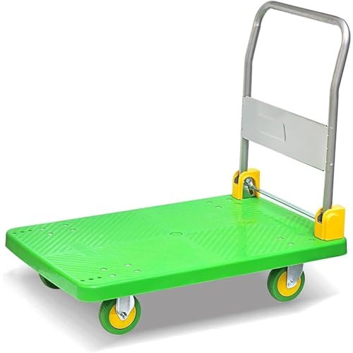 Carrello con Piattaforma Pieghevole, carico 150 kg-300 kg, Carrello Mobile per carico e stoccaggio, Carrello a Spinta, Carrello a pianale Verde