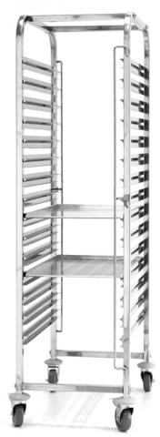 Générique Chariot Pâtissier INOX 15 Niveaux - Échelle Pâtissière Professionnelle 60 x 40 cm - Roues Pivotantes avec Freins - Design Rétractable pour Boulangers et Traiteurs