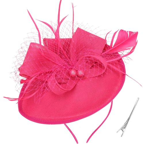 DRESHOW Fascinateur en Plumes à Flèche Unique Bandeau et Pince Fourchue Coiffure de Mariage Fascinateur de Derby Coiffure de Pilier pour Filles et Femmes