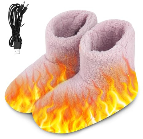 LYPPUL 1 Par Zapatos Calefactores Electricos, 35-39 Zapatos Calientes Eléctricos, Calentador de pies USB, Calentadores de pies de Invierno, Lavables, Botas Calefactables Suaves y Relajantes（Rosa）