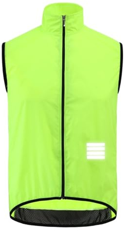 EKalgretrA Cykelväst cykelväst herr lätt vindtät reflekterande cykel sport ärmjacka (gul, L)