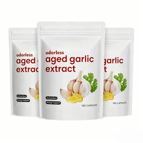 Åldrat vitlöksextrakt, luktfri organisk vitlök, hjärt- och immunstöd, 180 antal,3pcs