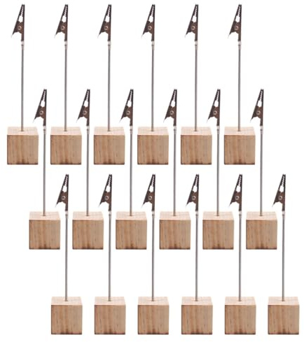 ABOOFAN Lot de 15 Porte-Cartes en Bois pour Porte-Photo, Supports de Photos pour Tables, Pinces Mémo, Décoration de Bureau et Mariage