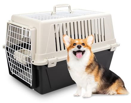 Ferplast Panier de Transport pour Petits Chiens et Chats max 12 Kg ATLAS 30 OPEN avec Coussin et Ecuelle, Toit Ouvrant